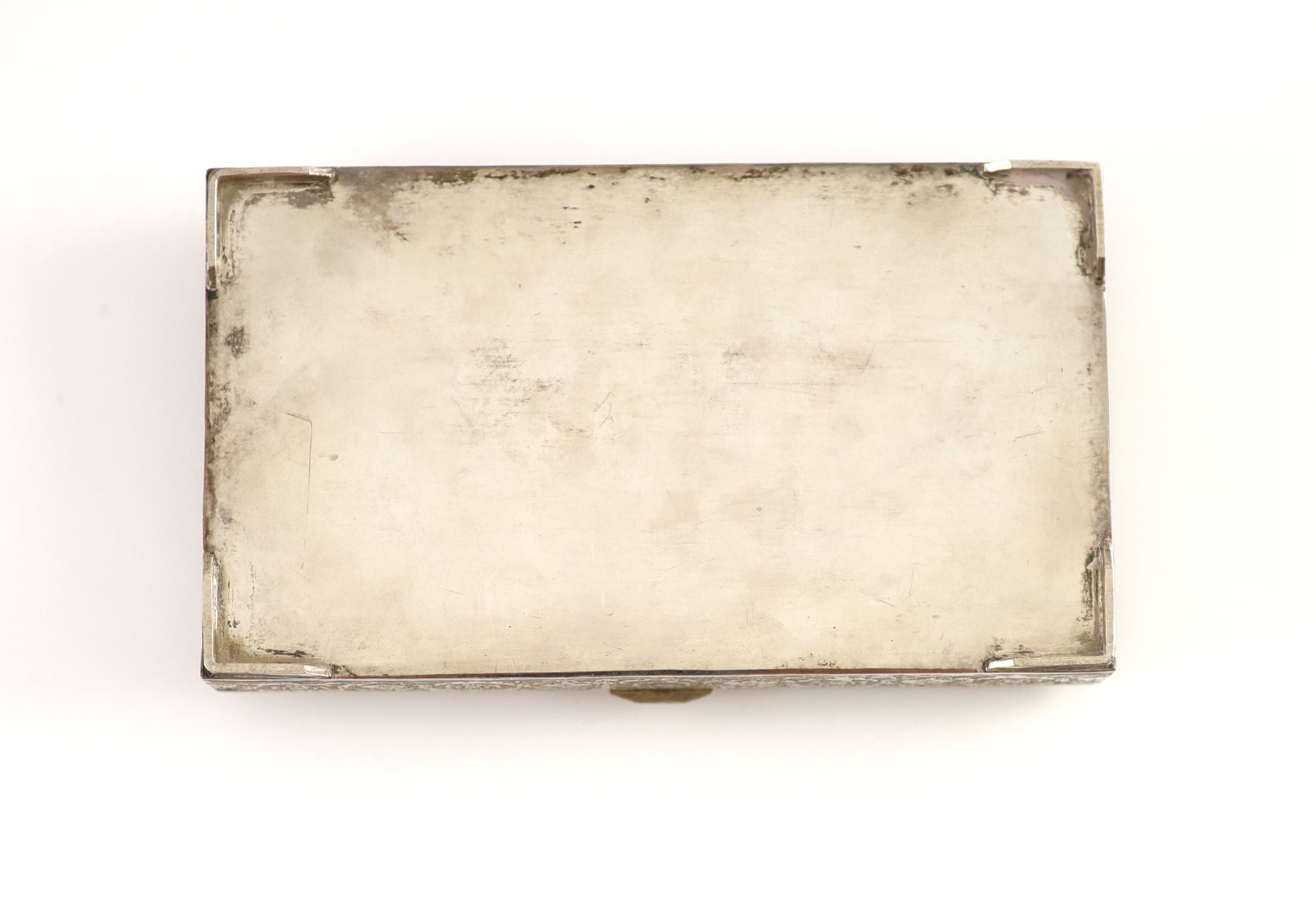 An early 20th century Persian rectangular silver box 14 x 8 x 2cm